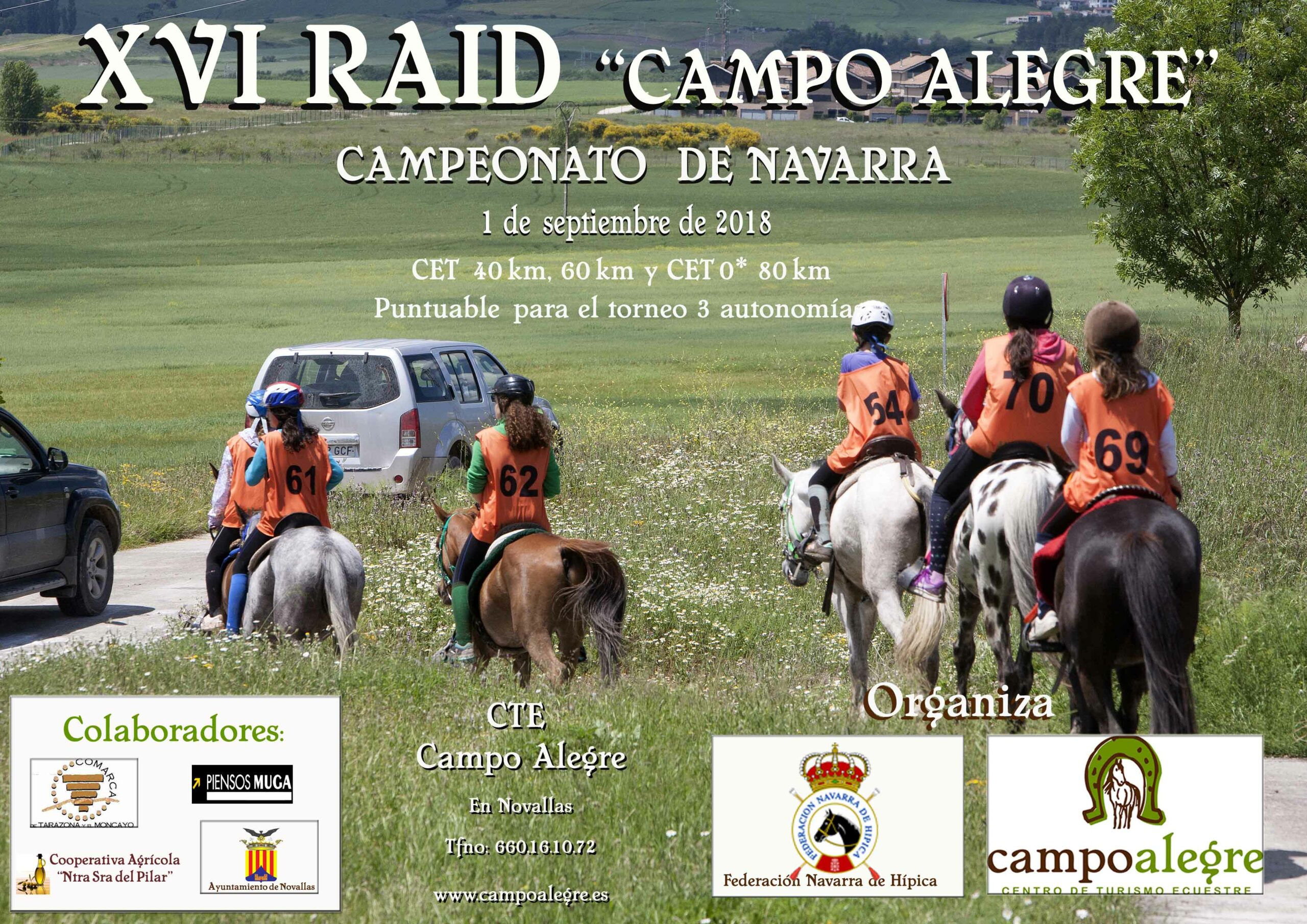 Campeonato Navarro de Raid CET0*, CET60 km y CET40 km, el 1 de septiembre en el Club Hípico Campo Alegre