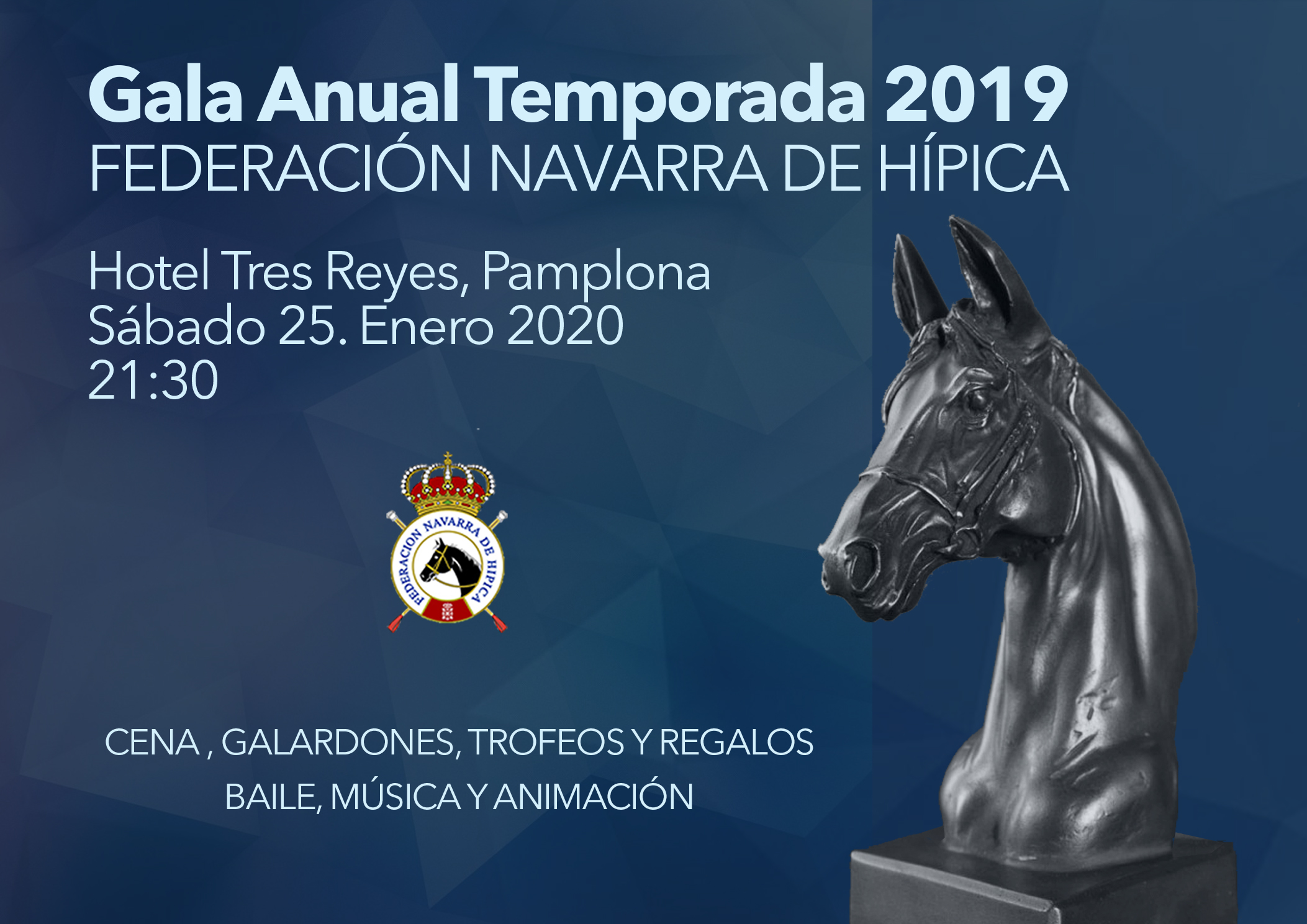 Gala Federacion Navarra de Hípica el 25 de enero en el Hotel Tres Reyes