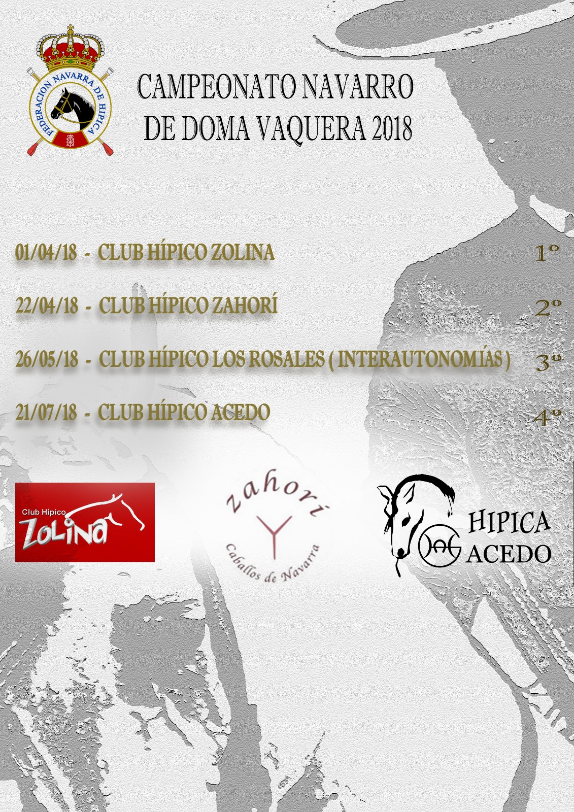 2ª Fase del Campeonato Navarro de Doma Vaquera en el Club Hípico Zahorí el domingo 22 de abril en jornada de tarde