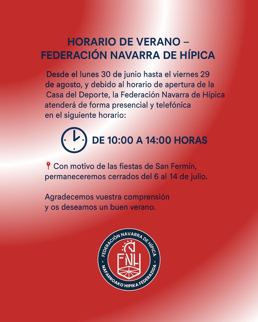 Horario de verano – Federación Navarra de Hípica