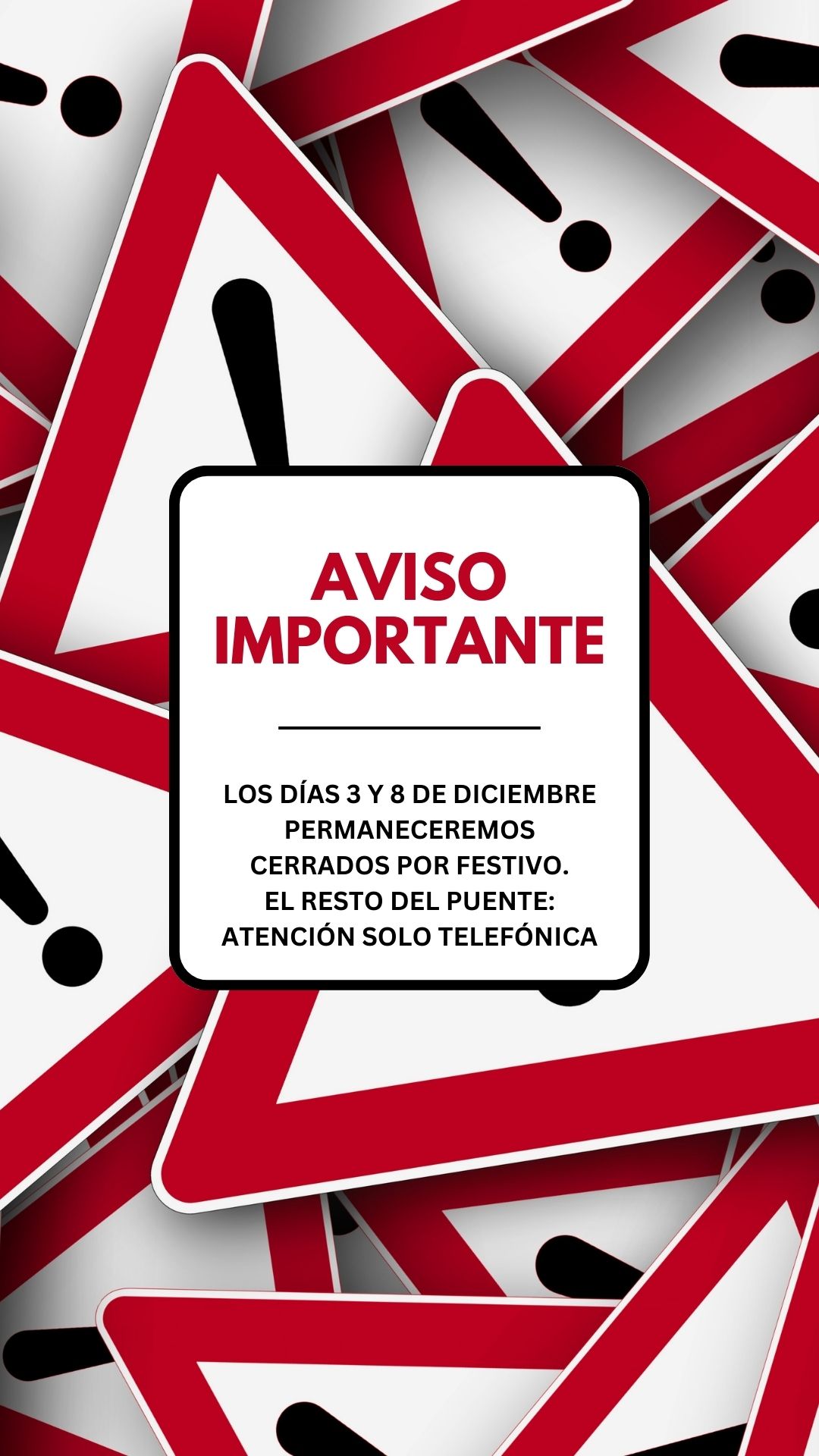 Horario especial de la FNH – Puente de diciembre